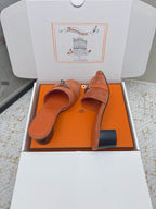 HM 26ss Oasis Sandals 50 Orange Suede Cowhide 625180