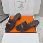 HM 26ss Oasis Sandals 50 Dark Brown Suede Cowhide 625182