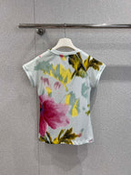 Loewe 25 Floral Ombré Crewneck Short-sleeved T-shirt Cotton Viscose 222659