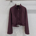 Loewe 25 Stand Collar Short Trench Coat Burgundy Red Cotton Nylon 224272