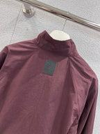 Loewe 25 Stand Collar Short Trench Coat Burgundy Red Cotton Nylon 224272