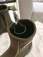 CD Ankle Boots Brown Moss Green Elastic Fabric