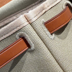 HM Mini Herbag Silver Buckle 20 Natural Canvas and Hunter Cowhide 243315