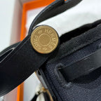 HM Mini Herbag Gold Buckle 20 Black Canvas and Hunter Cowhide 243310