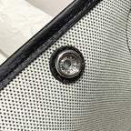HM Garden Party 30cm Bag Black Togo Grey Canvas