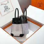 HM Birkin 30cm Black Swift Leather Pink Canvas Gold Hardware