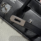 HM Birkin 25cm Black Swift Dark Grey Canvas Silver Hardware
