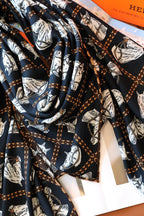 Scarf 140 CM In Black Mix White Cashmere And Silk 335765