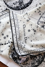 SQUARE SCARF 140 CM IN WHITE MIX BLACK MONOGRAM SILK 393135