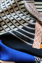 Dressage Tressage Scarf 140 CM Black Colorful Silk 404009