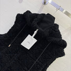 CD 25 Hooded Vest Leather And Fur Ivory White