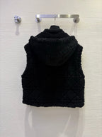 CD 25 Hooded Vest Leather And Fur Ivory White