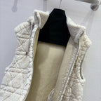 CD 25 Hooded Vest Leather And Fur Ivory White