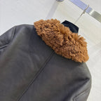 CD 25 Fur Leather Coat Black And Brown Earth