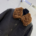 CD 25 Fur Leather Coat Black And Brown Earth