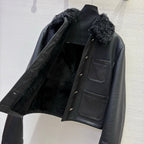 CD 25 Fur Leather Coat Black And Brown Earth