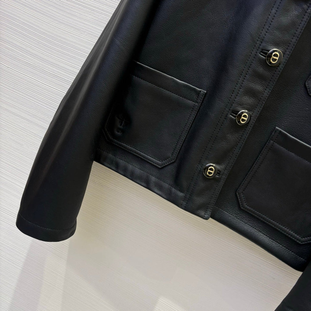 CD 25 Fur Leather Coat Black And Brown Earth
