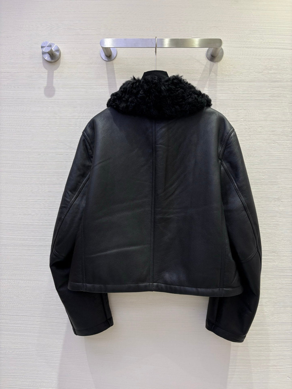 CD 25 Fur Leather Coat Black And Brown Earth