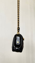 Chanel 25 Mini Bag Black Gold Quilted Lambskin