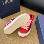 CD B33 Sneaker Red Pink Oblique Jacquard Fabric And Lambskin