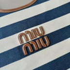 Miumiu Isetan tote hobo bag striped canvas