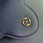 capucines mm 31.5 dark blue taurillon leather gold hardware