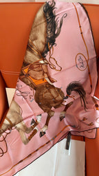 HM 26s 90 House Scarf Pink Colorful Mulberry Silk 153359
