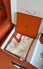 HM 26s 90 Scarf Orange White Colorful Mulberry Silk 153382