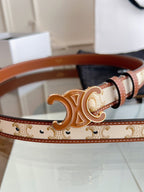 CL Brown 25mm Triomphe Enamel Saddle White Brown Monogram Cowhide 615274
