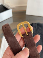 CL Gold 25mm Triomphe Metal Ring Brown Suede 616259