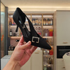 PRA 26S High Heel Pump 70 Black Canvas 630560