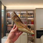 PRA 26S High Heel Pump 70 Beige Brown Canvas Rhinestones 630570