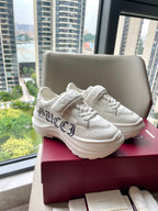 GG 26 Platform Sneaker White Black Sheepskin 632851