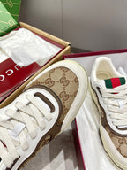 GG 26 Sneaker White Beige Brown Canvas Suede 632876