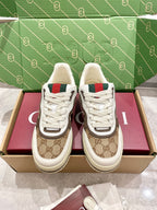GG 26 Sneaker White Beige Brown Canvas Suede 632876