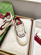 GG 26 Sneaker White Burgundy Red Green Cowhide 632870