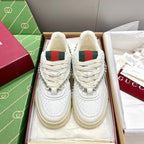 GG 26 Sneaker White Cowhide Chain With Rhinestones 632873