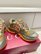 GG 26 Casual Sneakers Olive Green Orange Mesh Fabric 632855