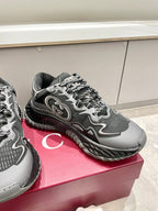 GG 26 Casual Sneakers Gray Black Mesh Fabric 632857