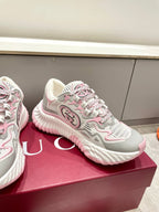 GG 26 Casual Sneakers Gray Pink Mesh Cowhide 632858