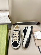 GG 26 Platform Sneaker Black White Monogram Suede 632835