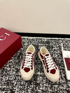 GG 26 Sneaker White Dark Red Canvas Leather 632822