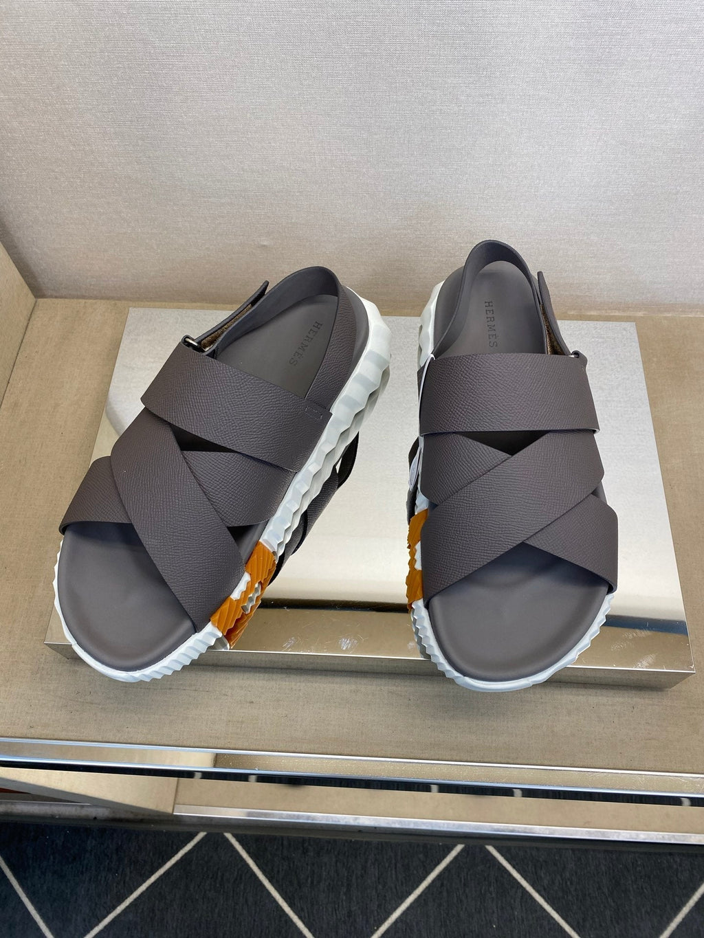 HM Men's Electric Sandals Dark Grey Calfskin 602600