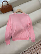 Hm Long Sleeve Knit Sweater Pink Silk