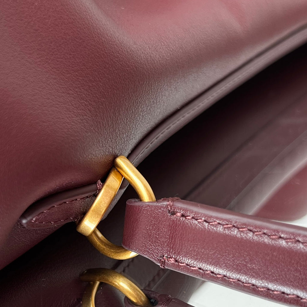 Balenciaga Medium Bag 35 Burgyndy Calfskin Gold Hardware