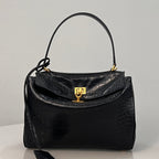 Balenciaga Small Rodeo Bag 29 Black Crocodile Skin Gold Hardware
