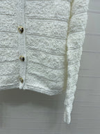 Chanel 2026 Striped Sequined Long-Sleeve Cardigan White Wool
