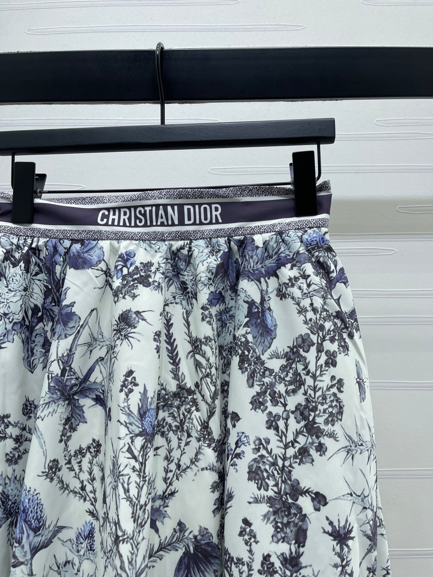 Dior 2026 High-waisted Printed Midi Skirt White Blue Polyester