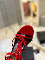 SL CASSANDRA HEELED SANDALS RED CALFSKIN