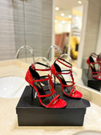 SL CASSANDRA HEELED SANDALS RED CALFSKIN